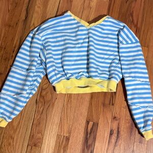 🍯 Striped Blue and Yellow Women's Sweatshirt 🍯